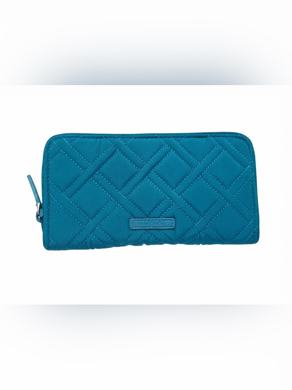 Vera Bradley Georgia Microfiber Teal Quilted Zip Wallet RFID